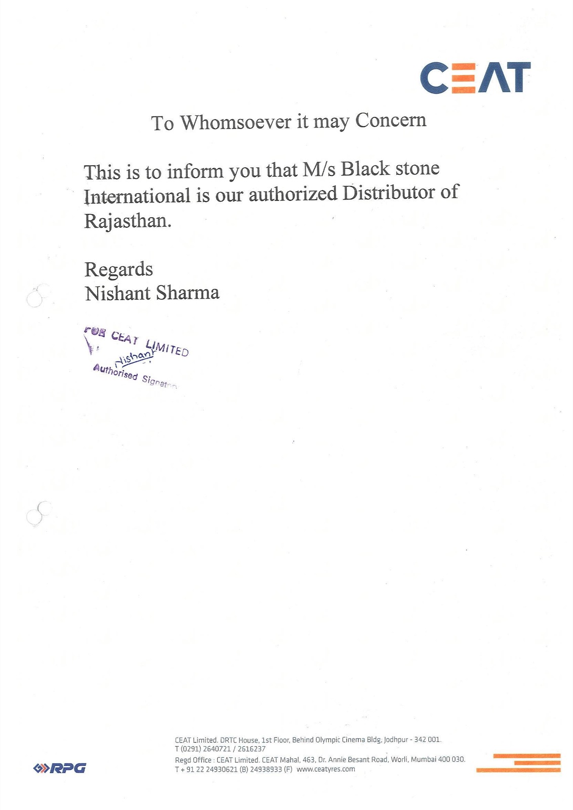CEAT certificate