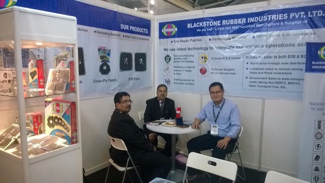Meeting visitors at the Blackstone Rubber stand, Tyre Expo Asia