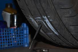 A tubeless repair in a tyre tread